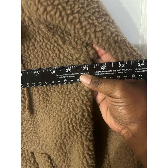 American Eagle Teddy‎ Bear Oversized Sherpa Fleece Jacket M Taupe Brown - Picture 8 of 9